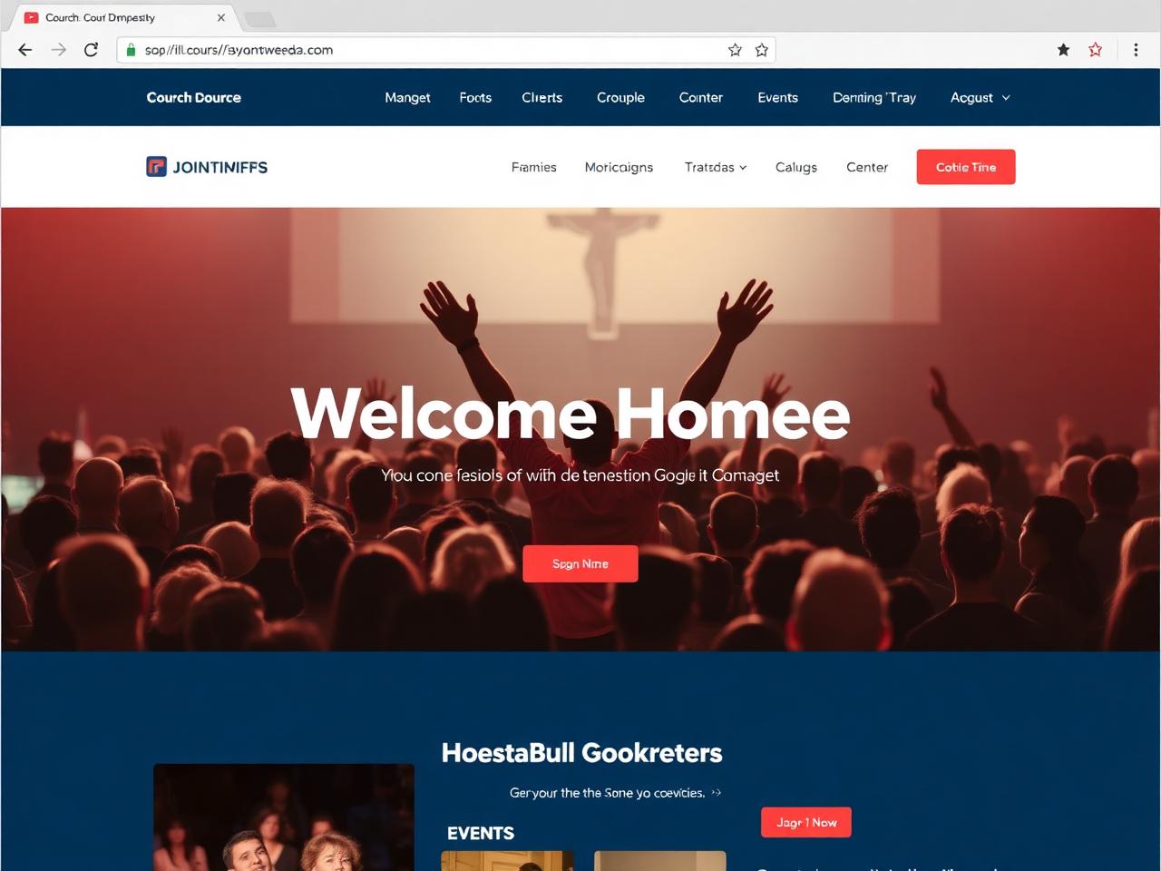 Church community website mockup