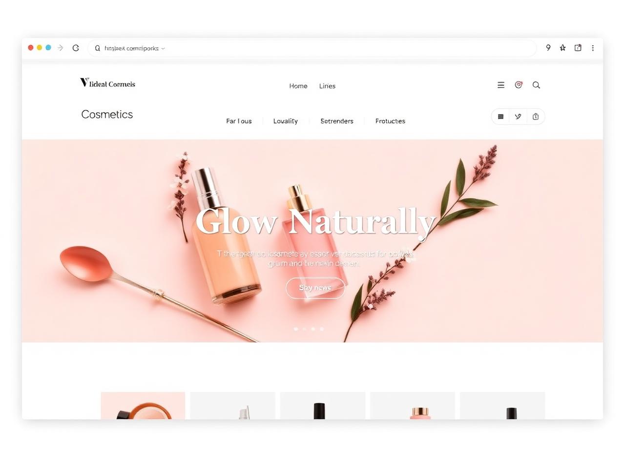 Cosmetics shop website mockup