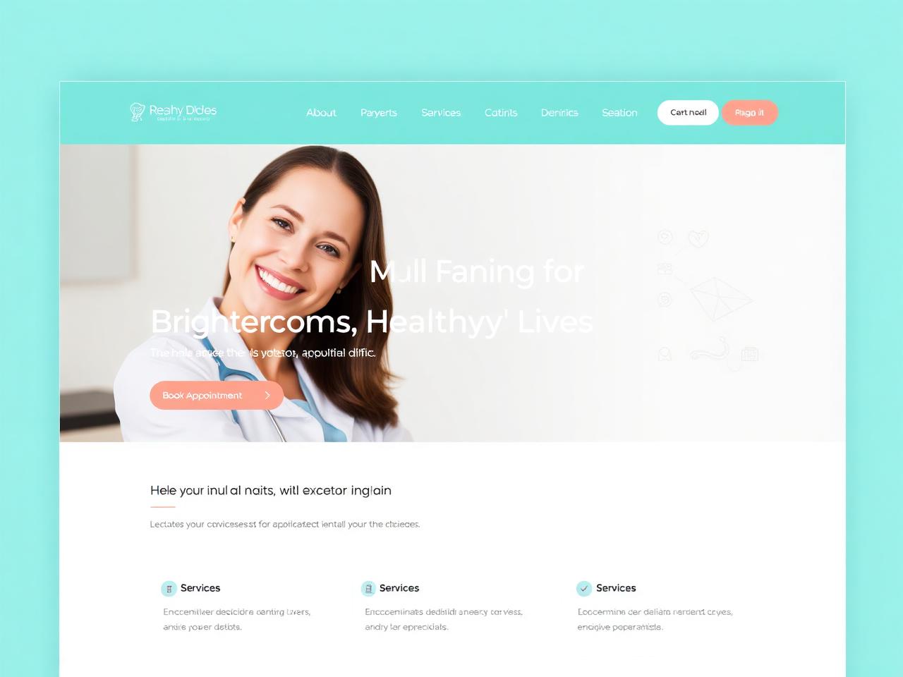 Dental clinic website mockup