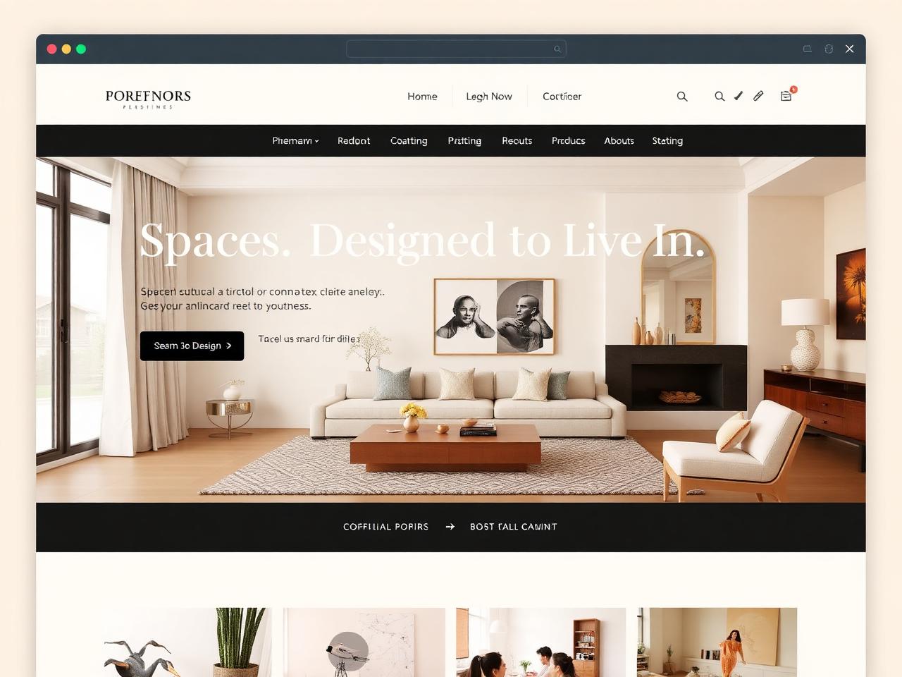 Interior designer website mockup