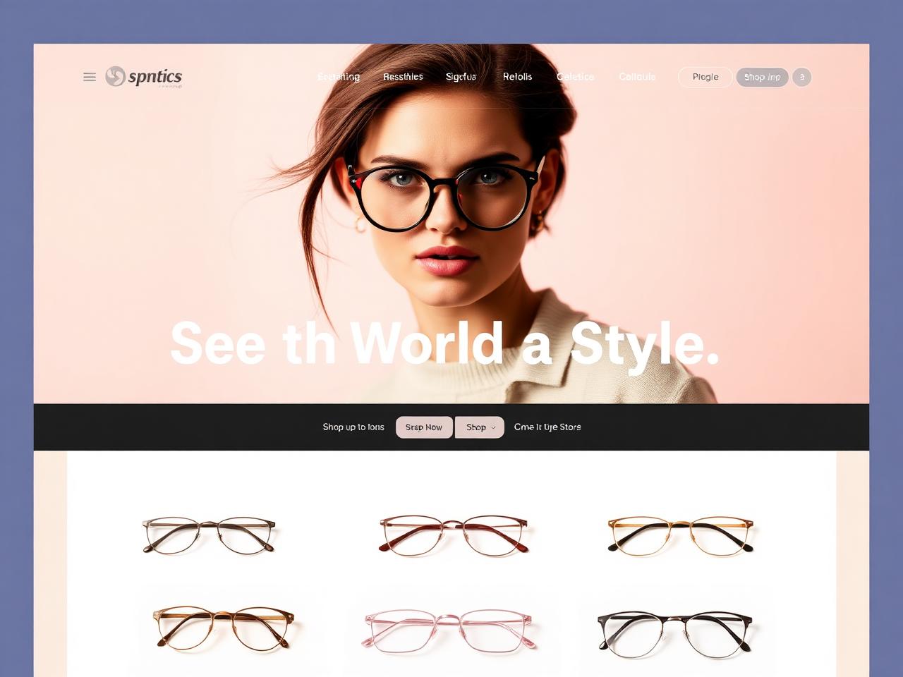 Optic store website mockup