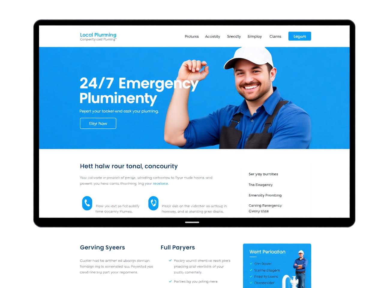 Plumber website mockup