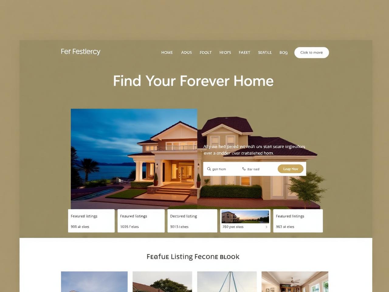 Real estate agency website mockup