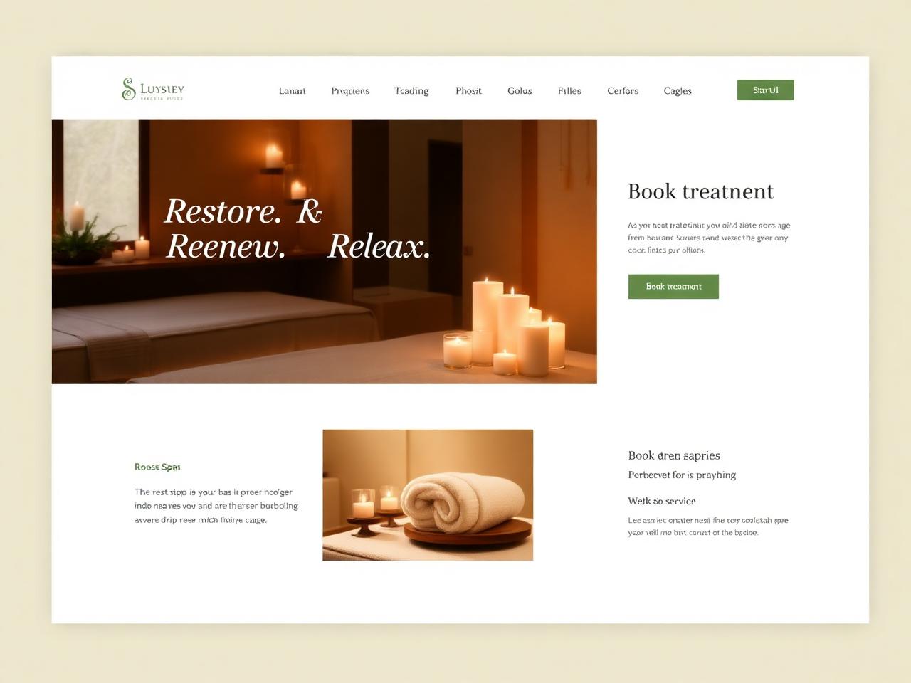 Spa and wellness website mockup
